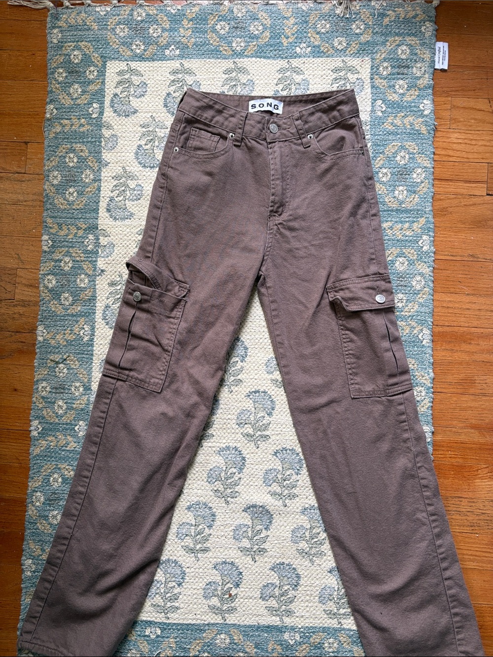 SONG Brown Cargo Trousers with Utility Pockets